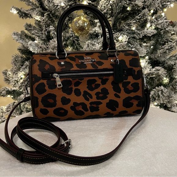 Coach Handbags - NWT Coach Rowan Satchel In Signature Canvas With Leopard Print